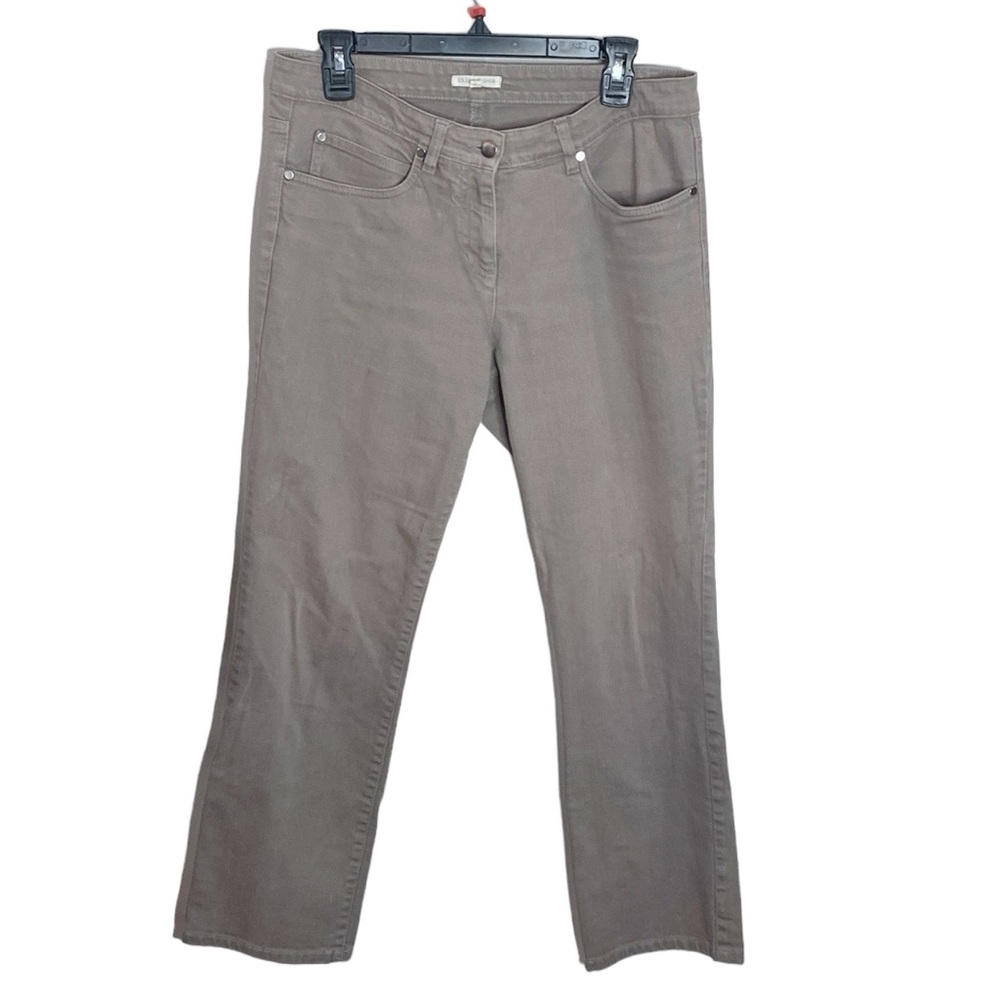 Eileen Fisher straight leg taupe organic cotton blend jeans size S